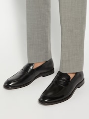 Dune London Black Surrey Suede Penny Loafers - Image 1 of 6