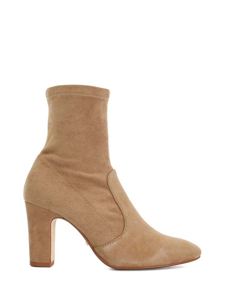 Dune London Brown Optilly Block Heel Sock Boots - Image 2 of 6