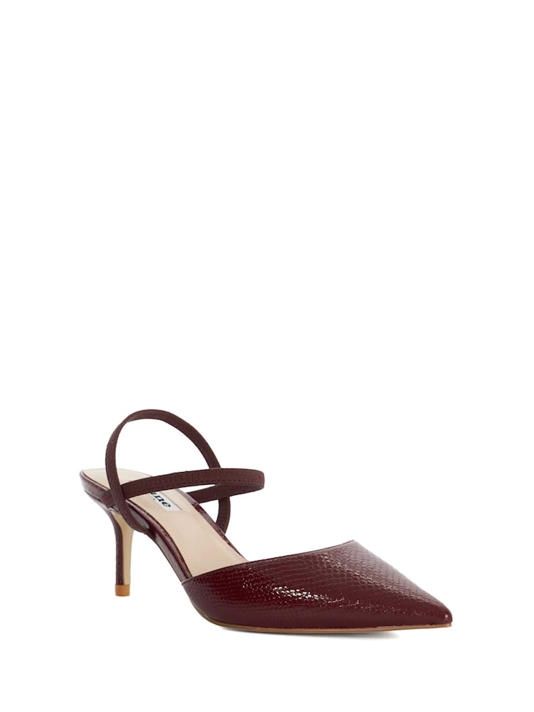 Dune London Red Standard Fit Classical Elasticated Open Court Shoes - Image 3 of 6