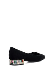 Dune London Black Ballerina Jewel Heel Flat Court Shoes - Image 4 of 6
