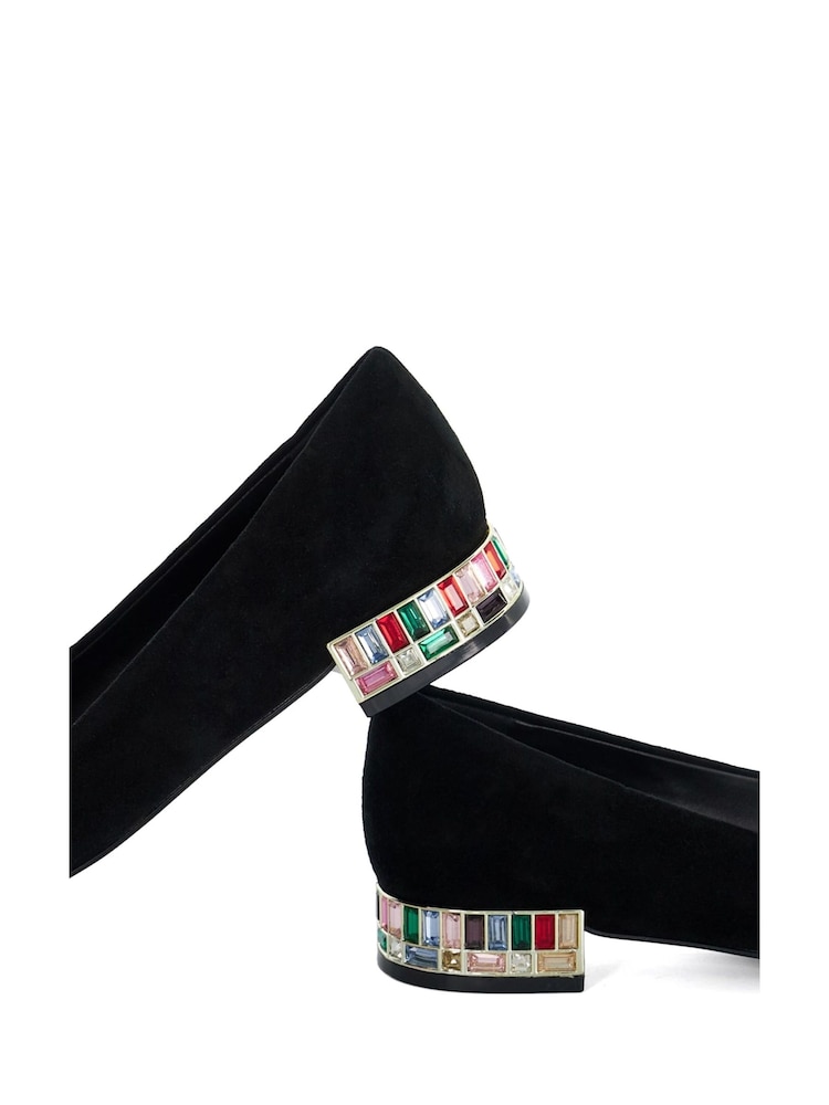 Dune London Black Ballerina Jewel Heel Flat Court Shoes - Image 6 of 6