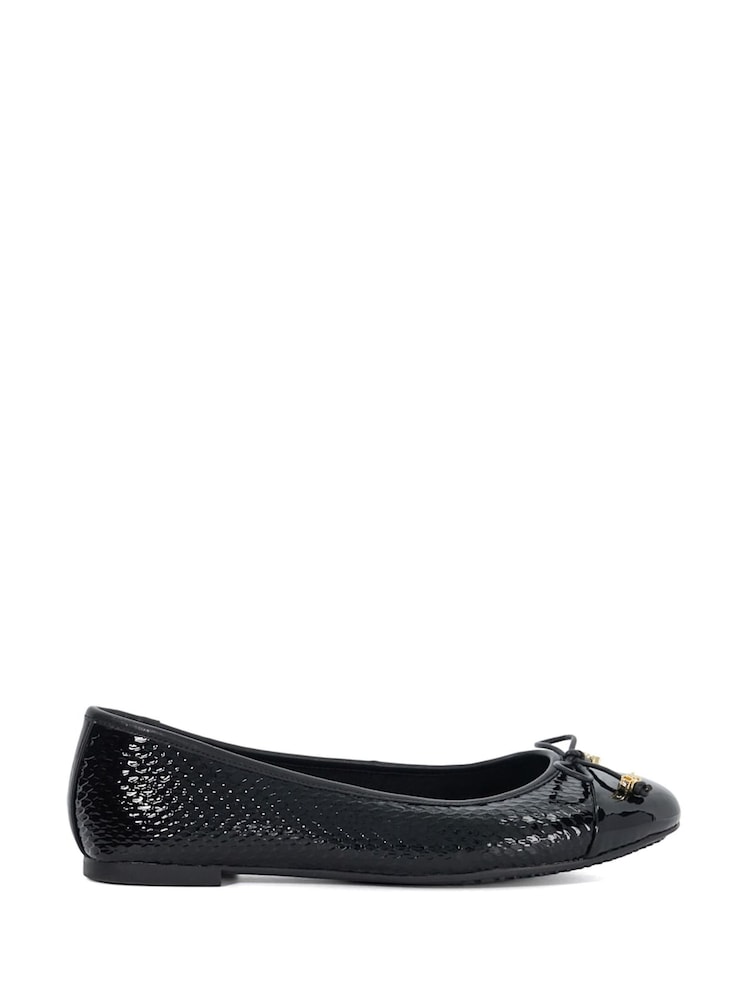 Dune London Black Wide Fit Hallo Charm Trim Ballet Shoes - Image 2 of 6