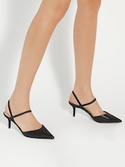 Dune London Black Standard Fit Classical Elasticated Open Court Shoes - Image 1 of 6