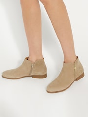 Dune London Cream Pandias Asymmetric Side Zip Boots - Image 1 of 6