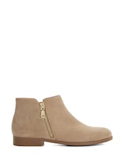 Dune London Cream Pandias Asymmetric Side Zip Boots - Image 2 of 6