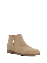 Dune London Cream Pandias Asymmetric Side Zip Boots - Image 3 of 6