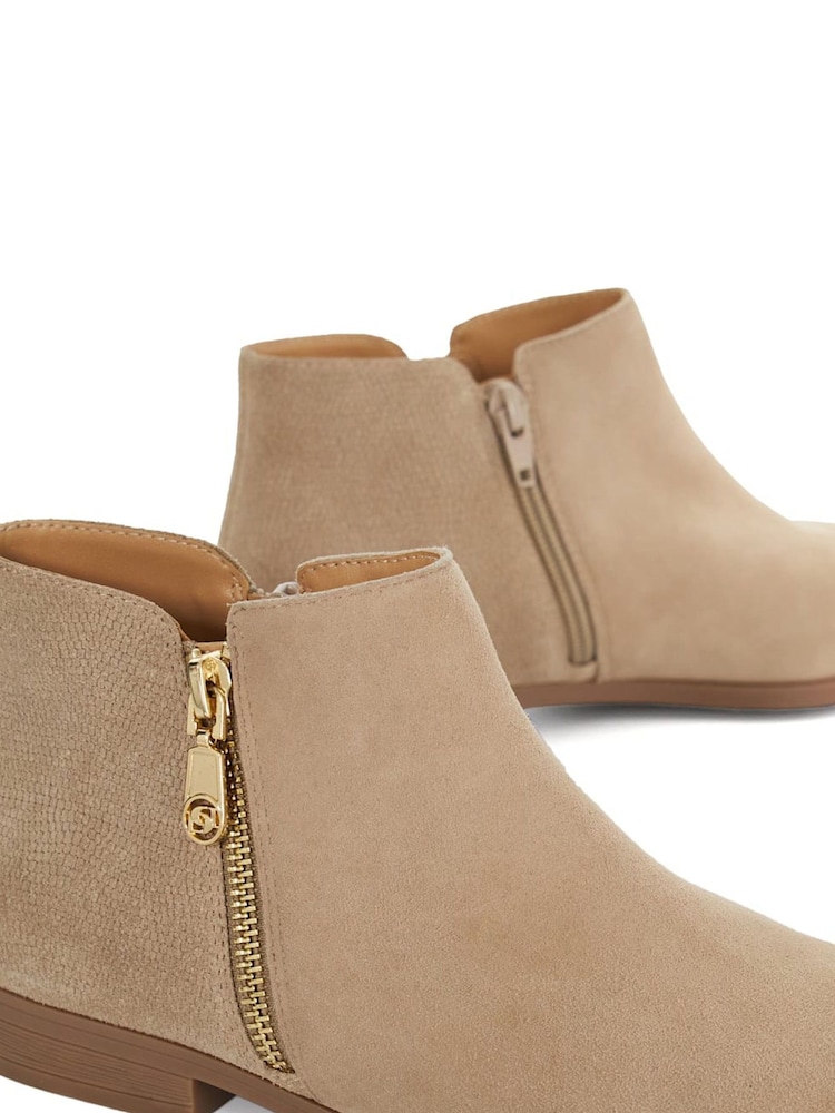 Dune London Cream Pandias Asymmetric Side Zip Boots - Image 6 of 6