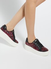 Dune London Black Episode 2 Flatform Lace Up Trainers - Image 1 of 6