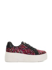 Dune London Black Episode 2 Flatform Lace Up Trainers - Image 2 of 6