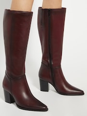 Dune London Red Silahs Smart Western Knee High Boots - Image 1 of 6