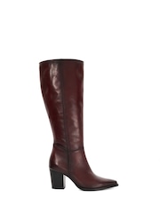 Dune London Red Silahs Smart Western Knee High Boots - Image 2 of 6