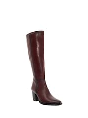 Dune London Red Silahs Smart Western Knee High Boots - Image 3 of 6