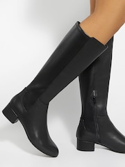 Dune London Black Wide Fit Tayla Smart Stretch High Leg Boots - Image 1 of 6