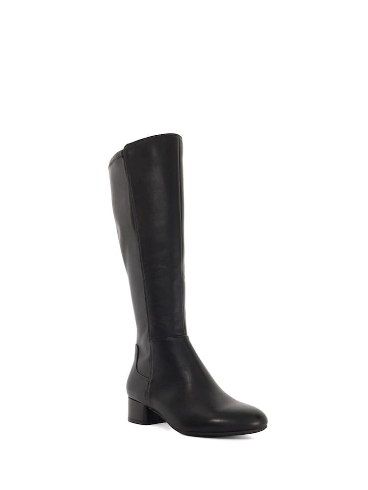 Dune London Black Wide Fit Tayla Smart Stretch High Leg Boots - Image 2 of 6