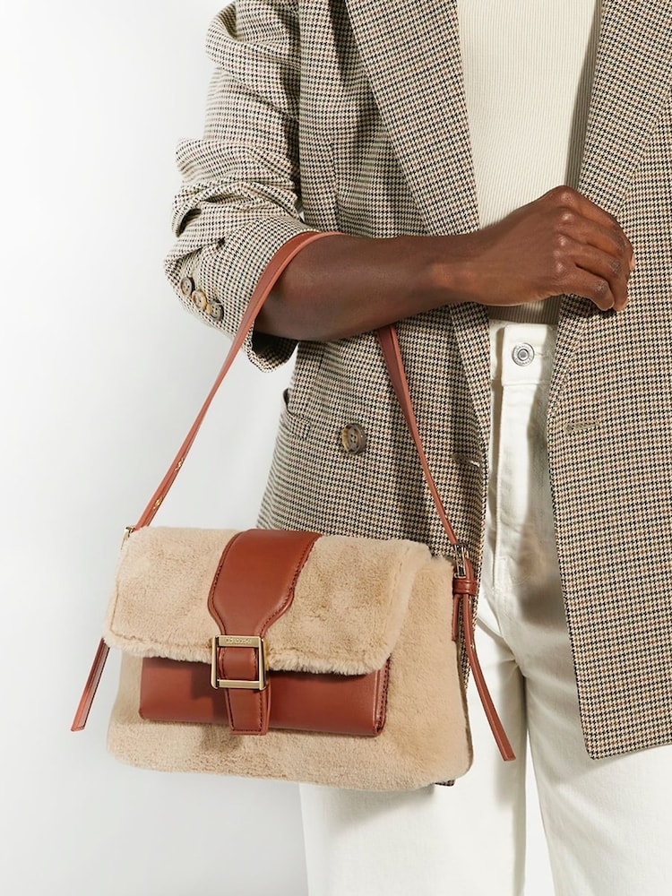Dune London Cream Print Dara Pocket Front Shoulder Bag - Image 1 of 4