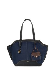 Dune London Blue Large Decided Smart 100% Cotton Tote Bag - Image 1 of 5