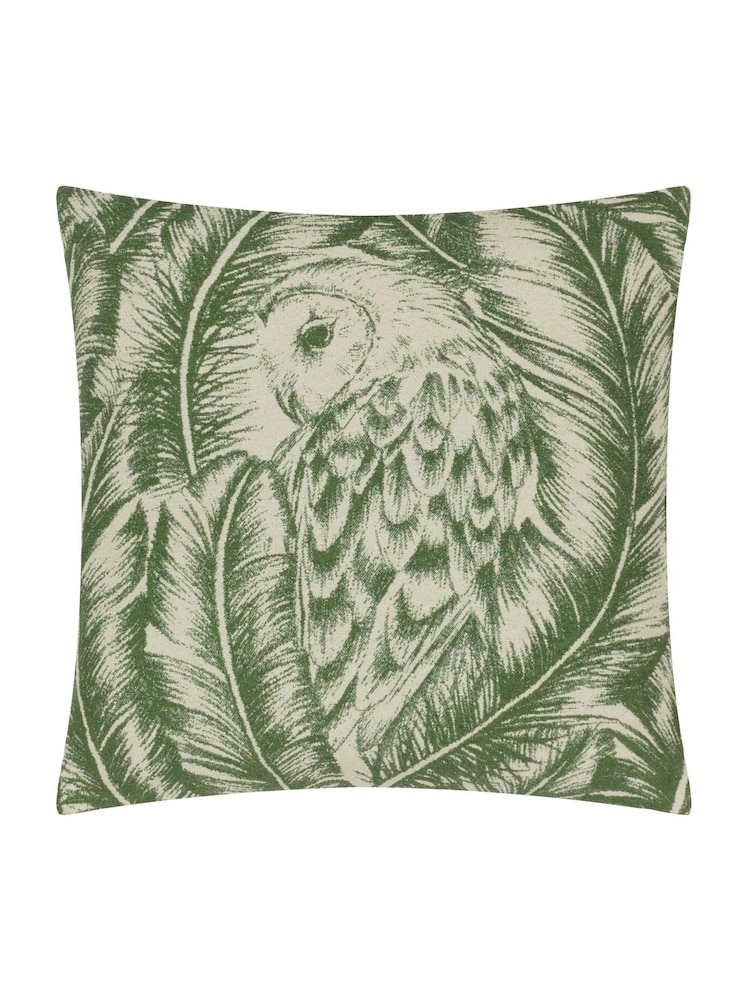 Wylder Forest Green Albus Owl Jacquard Cushion - Image 1 of 4