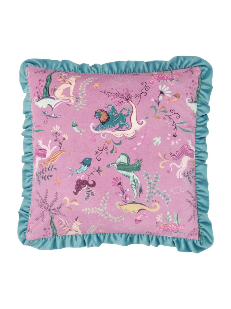Furn Lilac or Mineral Athena Velvet Frilled Cushion - Image 1 of 4
