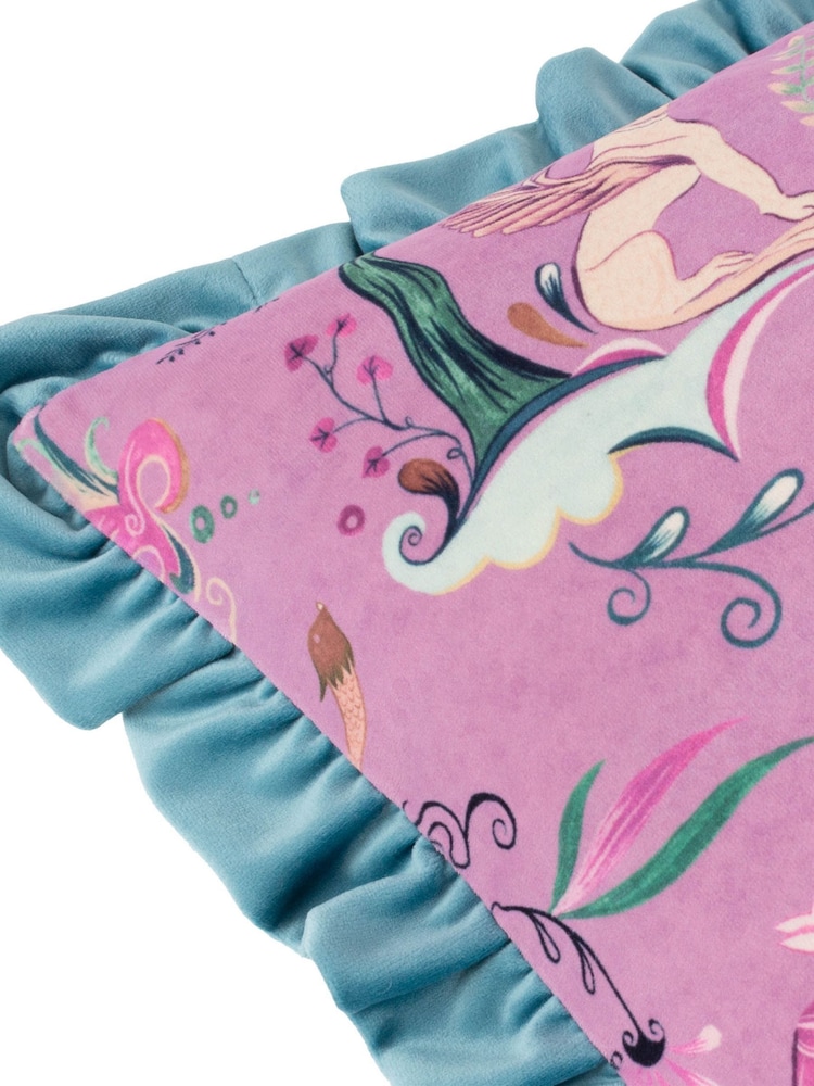 Furn Lilac or Mineral Athena Velvet Frilled Cushion - Image 4 of 4