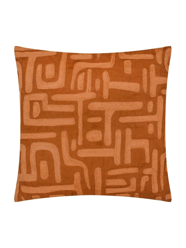 HÖEM Copper Brooke Embroidered 100% Cotton Cushion - Image 1 of 4