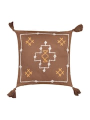 Yard Cocoa Durdle Geometric Embroidered 100% Cotton Cushion - Image 1 of 3