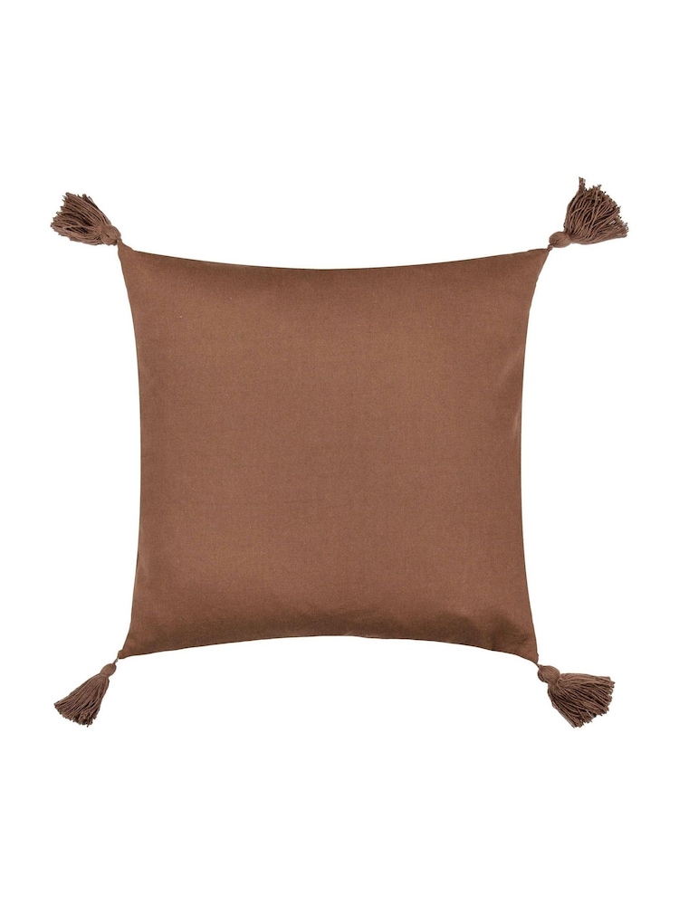 Yard Cocoa Durdle Geometric Embroidered 100% Cotton Cushion - Image 2 of 3