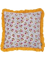 Paoletti Blue Seventy Three Kemble Floral Frilled 100% Cotton Cushion - Image 6 of 6