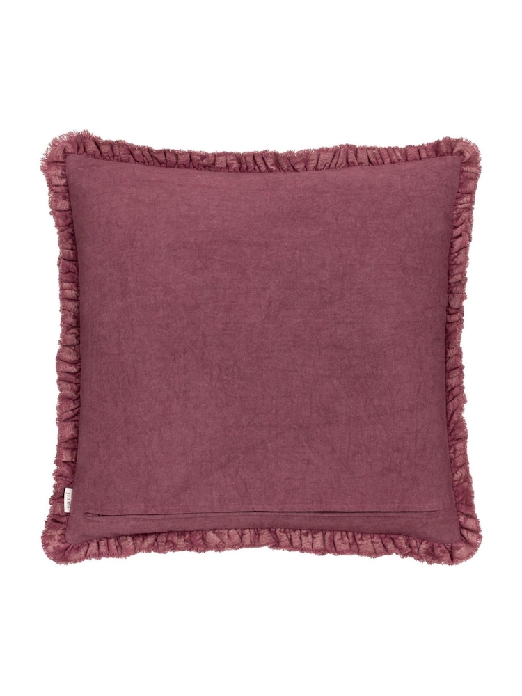 Yard Burnt Red 45 x 45cm Bertie 100% Washed Cotton Velvet Cushion - Image 2 of 4