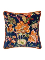 Wylder Royal Blue Georgia Velvet Piped 100% Cotton Cushion - Image 1 of 5