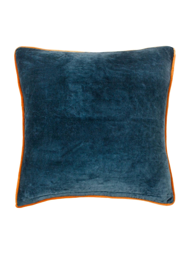 Wylder Royal Blue Georgia Velvet Piped 100% Cotton Cushion - Image 2 of 5