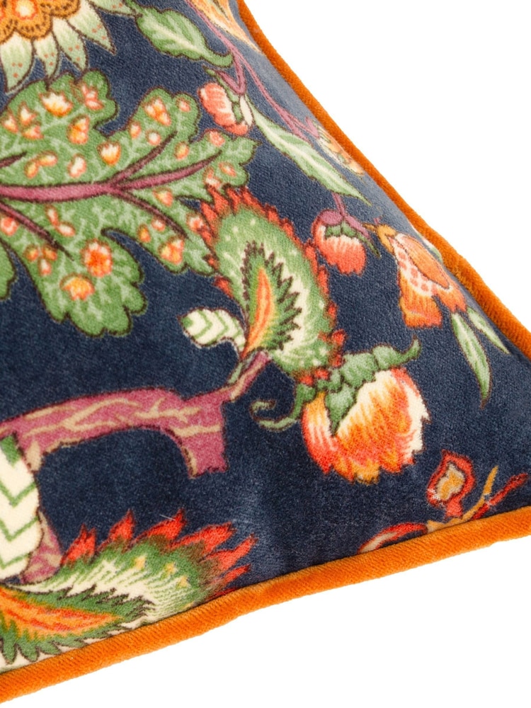 Wylder Royal Blue Georgia Velvet Piped 100% Cotton Cushion - Image 5 of 5