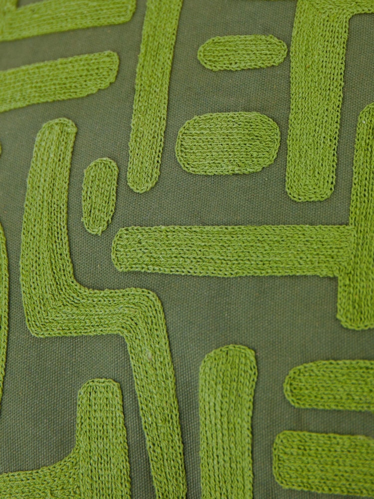 HÖEM Ivy Green Brooke Embroidered 100% Cotton Cushion - Image 4 of 4