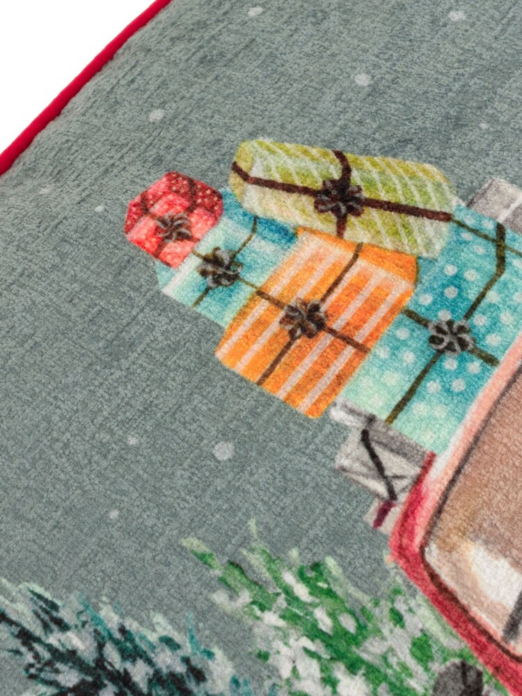 Evans Lichfield Multicolour Christmas Car Scene Piped Cushion - Image 4 of 4