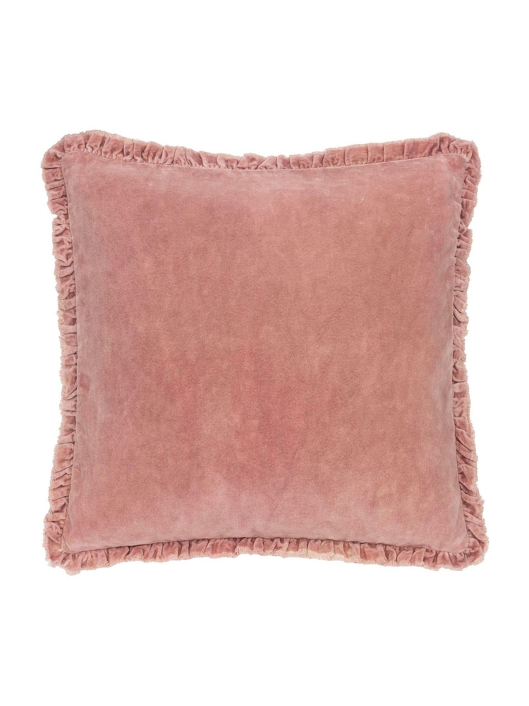 Yard Rosewood Pink 45 x 45cm Bertie 100% Washed Cotton Velvet Cushion - Image 1 of 4