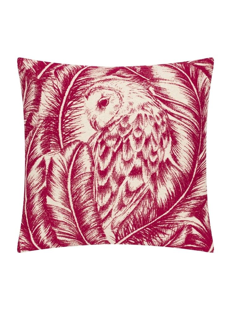 Wylder Red Wood Albus Owl Jacquard Cushion - Image 1 of 4