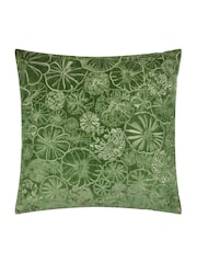 Furn Green Wood Picking Patch Embroidered 100% Cotton Cushion - Image 1 of 4