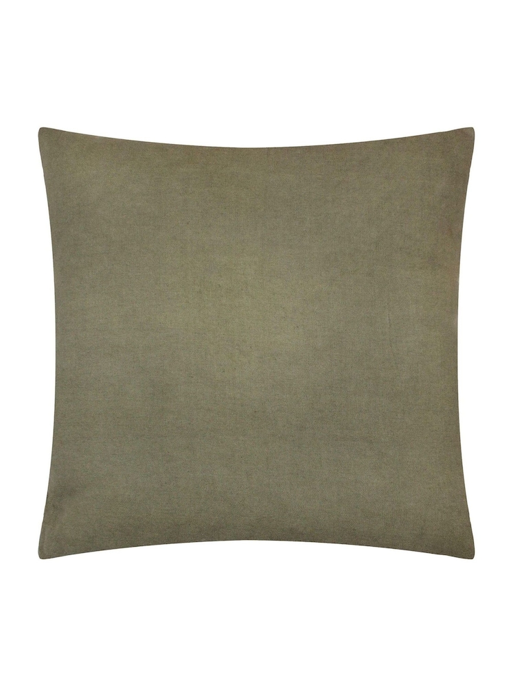Furn Green Wood Picking Patch Embroidered 100% Cotton Cushion - Image 2 of 4