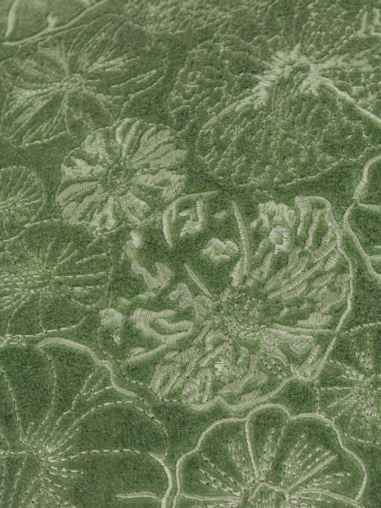 Furn Green Wood Picking Patch Embroidered 100% Cotton Cushion - Image 4 of 4