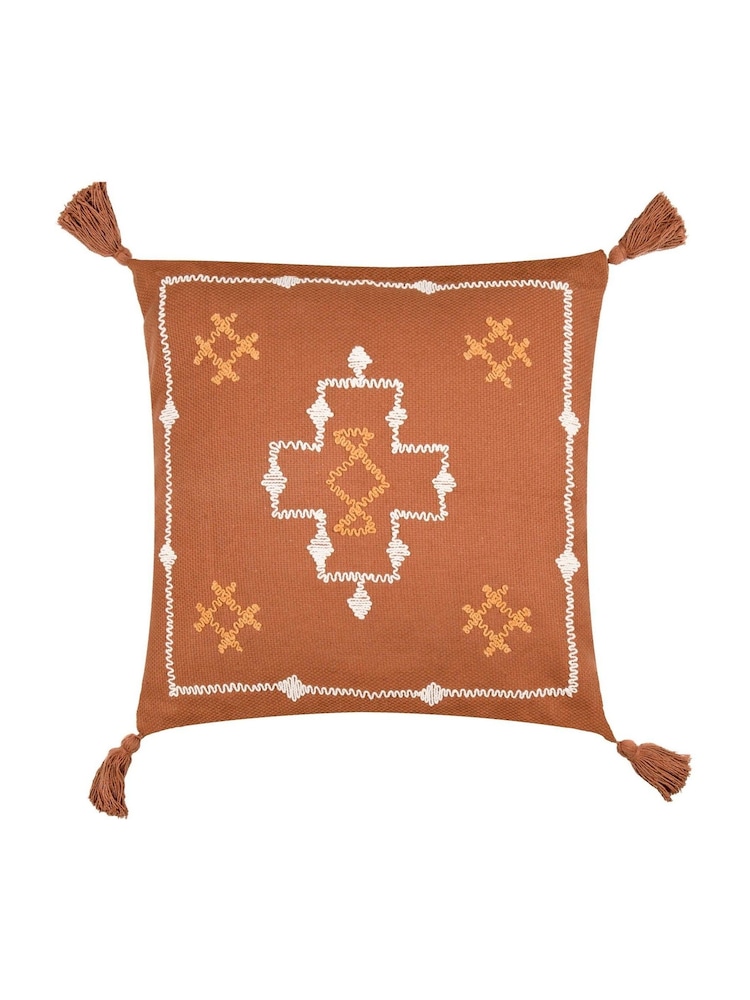 Yard Ginger Durdle Geometric Embroidered 100% Cotton Cushion - Image 1 of 3
