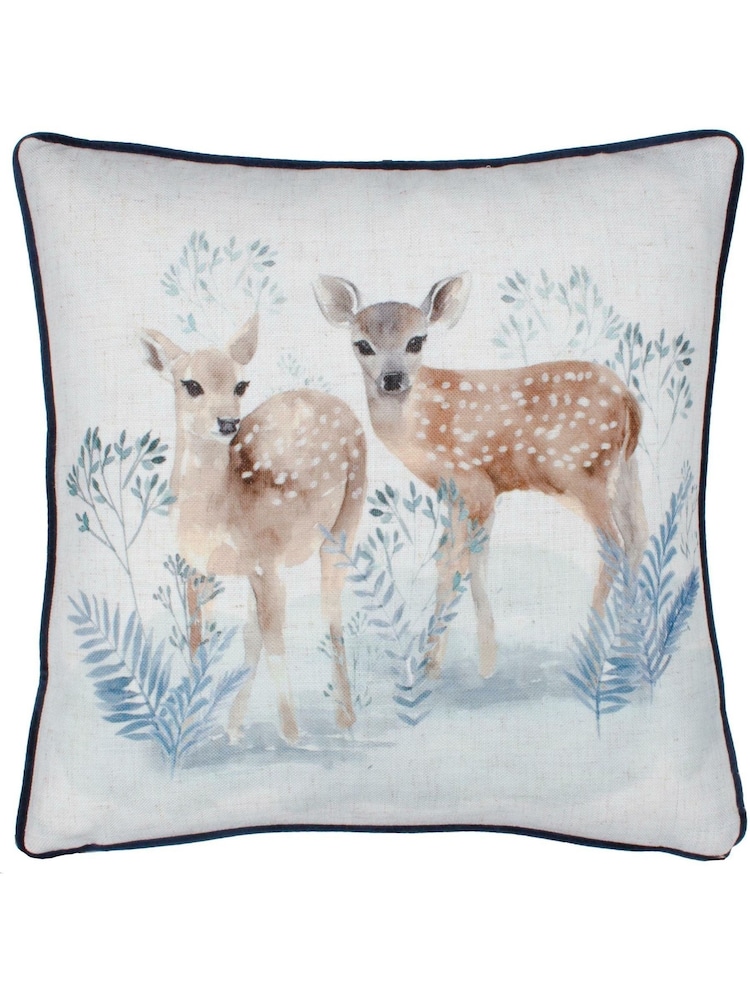 Evans Lichfield Multicolour Winter Fawns Piped Cushion - Image 1 of 4