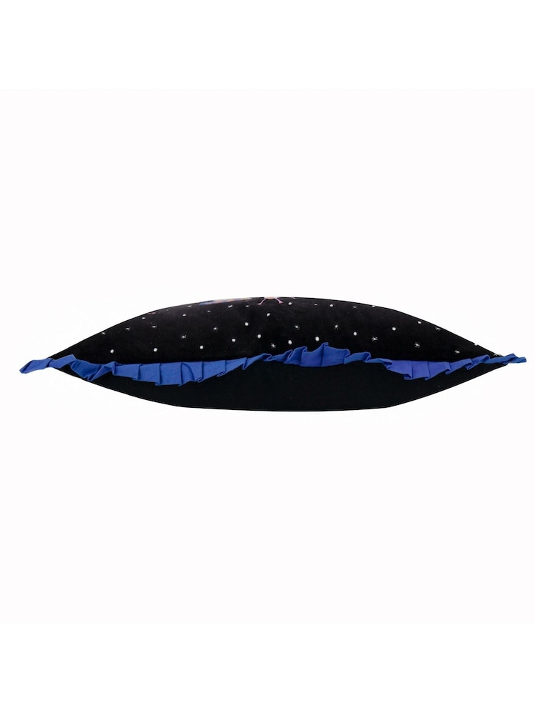 Wylder Black Darkling Beetles Embroidered Frilled Long Cushion - Image 2 of 4