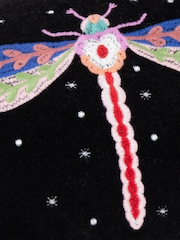 Wylder Black Darkling Beetles Embroidered Frilled Long Cushion - Image 3 of 4