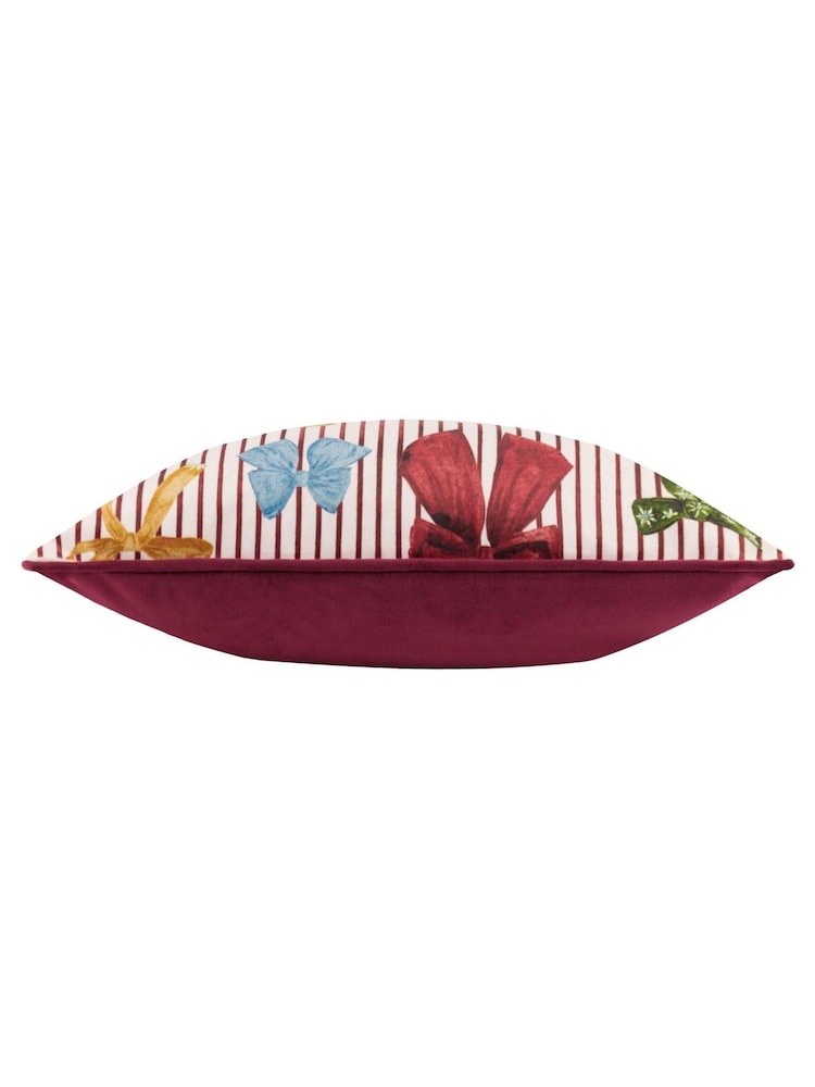 Furn Silk Pink Noortje Bows Velvet Piped Cushion - Image 2 of 4