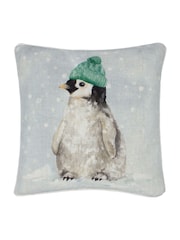 Evans Lichfield Multicolour Winter Penguin Piped Cushion - Image 1 of 4