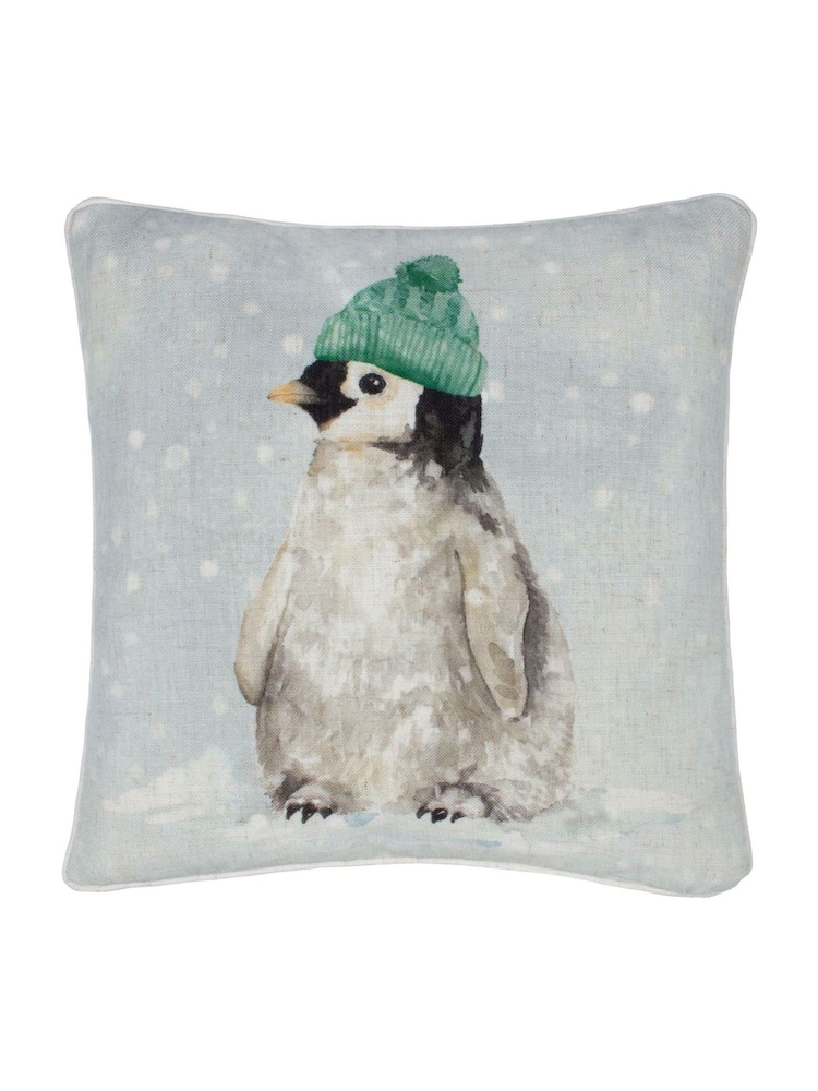 Evans Lichfield Multicolour Winter Penguin Piped Cushion - Image 1 of 4