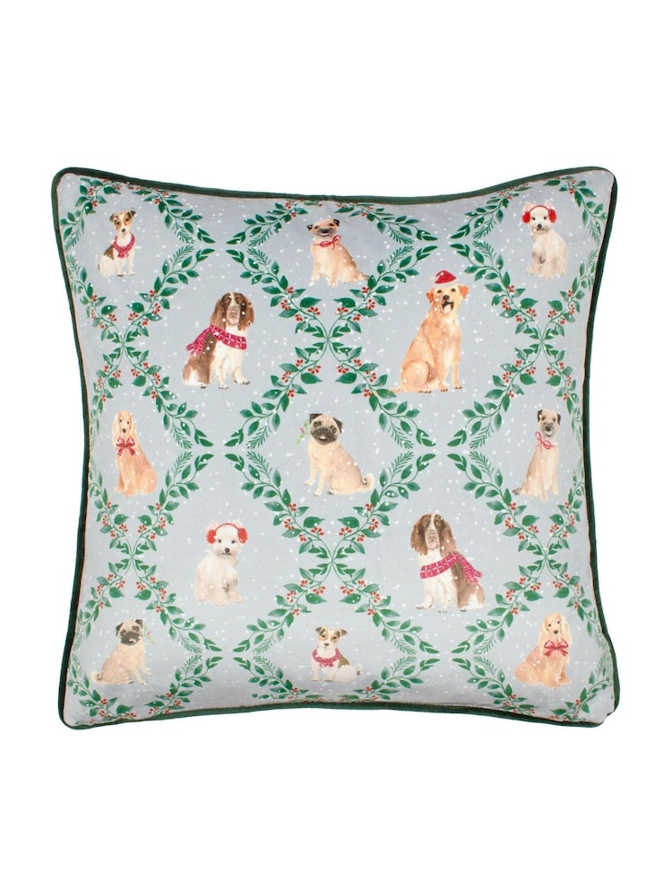 Evans Lichfield Christmas Dog Friends Velvet Piped Cushion - Bild 1 von 5