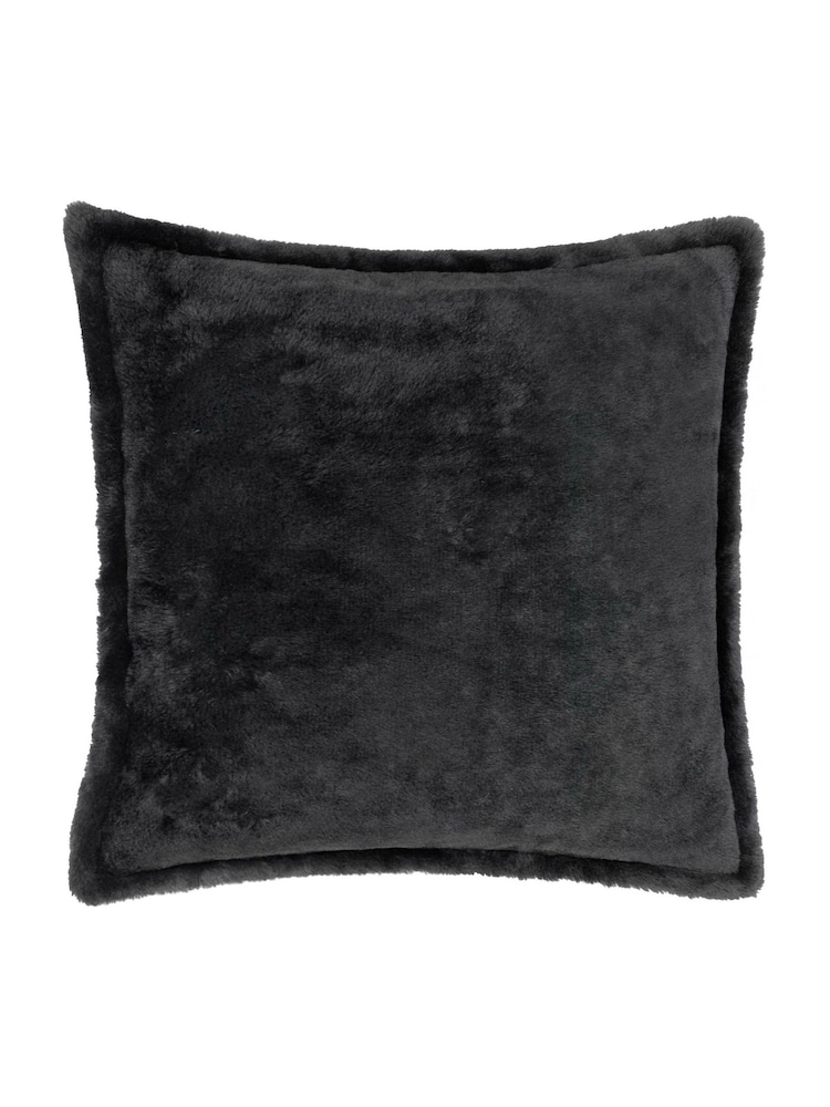 Furn Black Kallu Reversible Faux Fur Cushion - Image 1 of 4