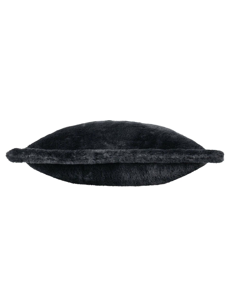 Furn Black Kallu Reversible Faux Fur Cushion - Image 2 of 4