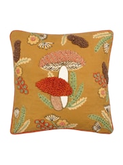 Wylder Autumn Gold Mushroom Dell 100% Cotton Embroidered Cushion - Image 1 of 5