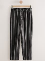 Black Striped Linen Blend Woven Pyjamas Bottoms - Image 7 of 9